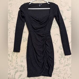 Windsor Black Sparkle Long Sleeve Dress